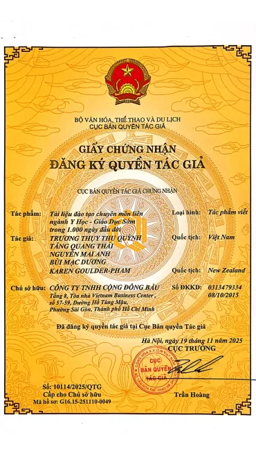 Chứng nhận khuyến học chương trình 1000 ngày vàng đầu đời